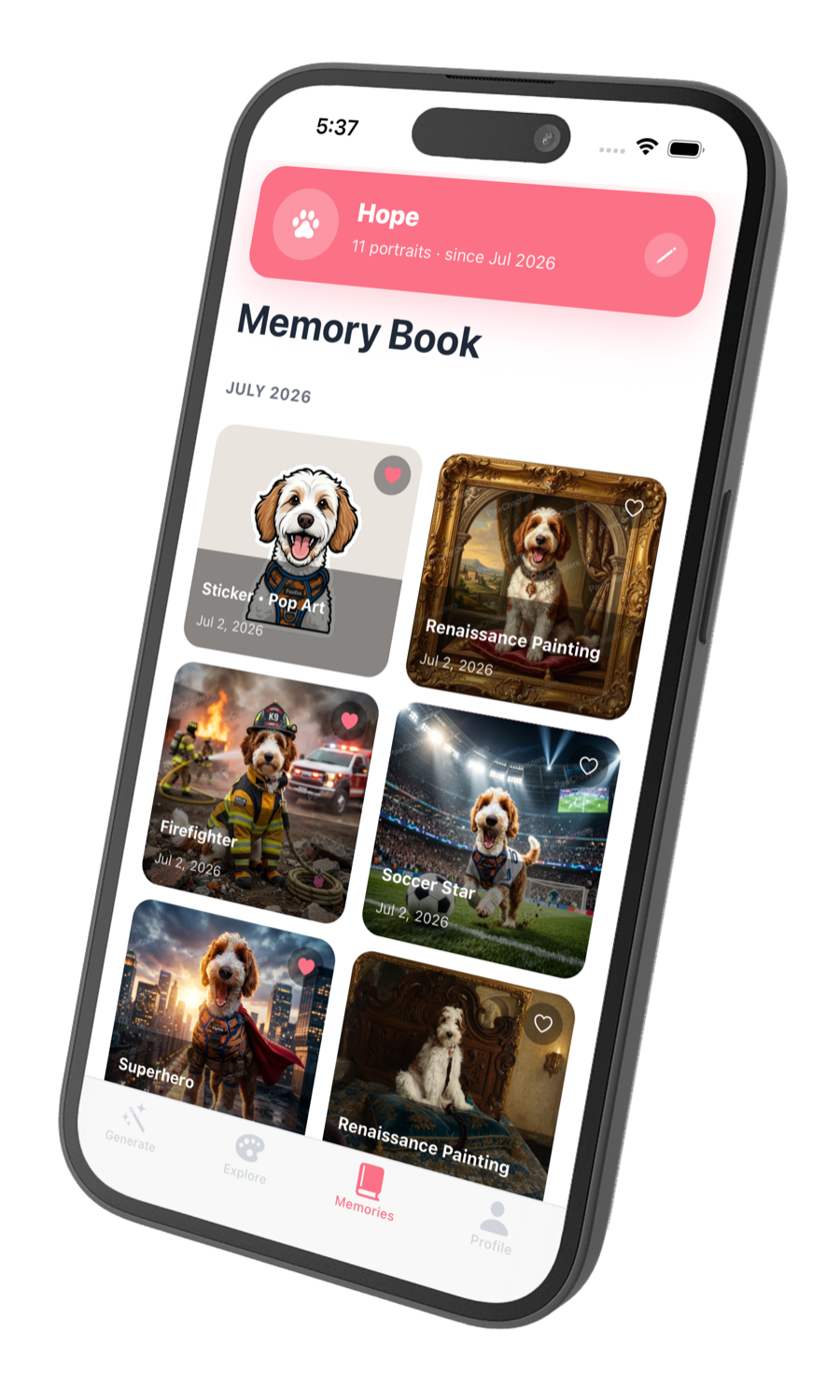 PawChapters app, your pup's Memory Book of portraits