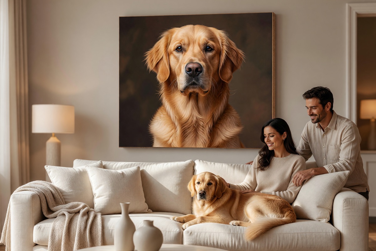 Canvas print hanging above a sofa