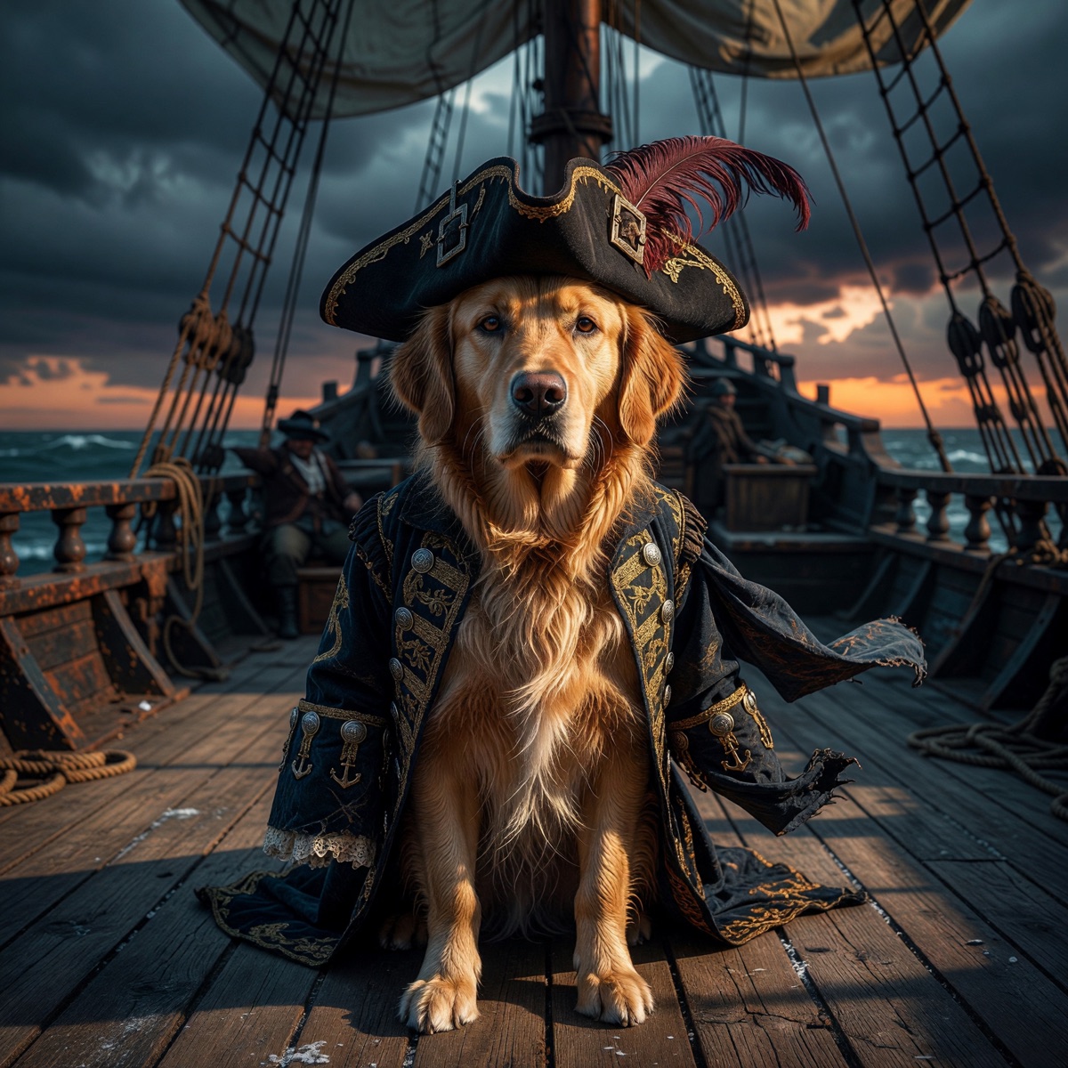 Dog pirate captain portrait